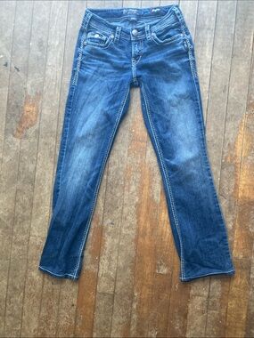Aiko Dark and Light Blue Two-Tone Denim Jeans